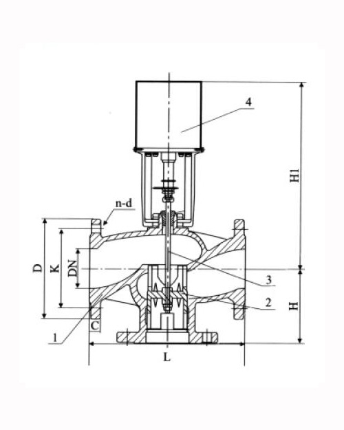 VB7000系列電動(dòng)二通調(diào)節(jié)閥畫(huà)線(xiàn)圖